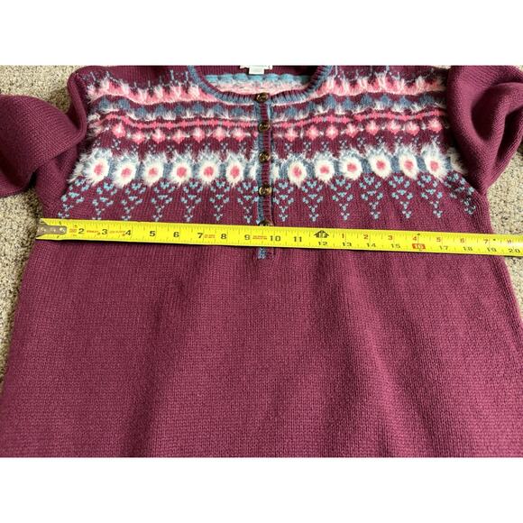 Sundance Womens Small Purple Pink Colorful Fair Isle Pullover Sweater Button - Picture 6 of 7